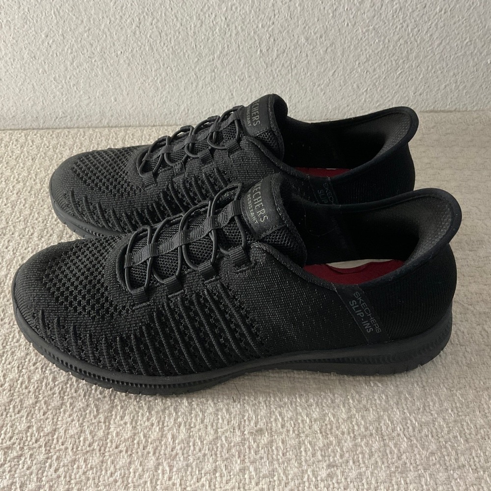 Skechers Hands Free Slip-ins Black Slip Resistant Work Sneakers 108233 Womens 8